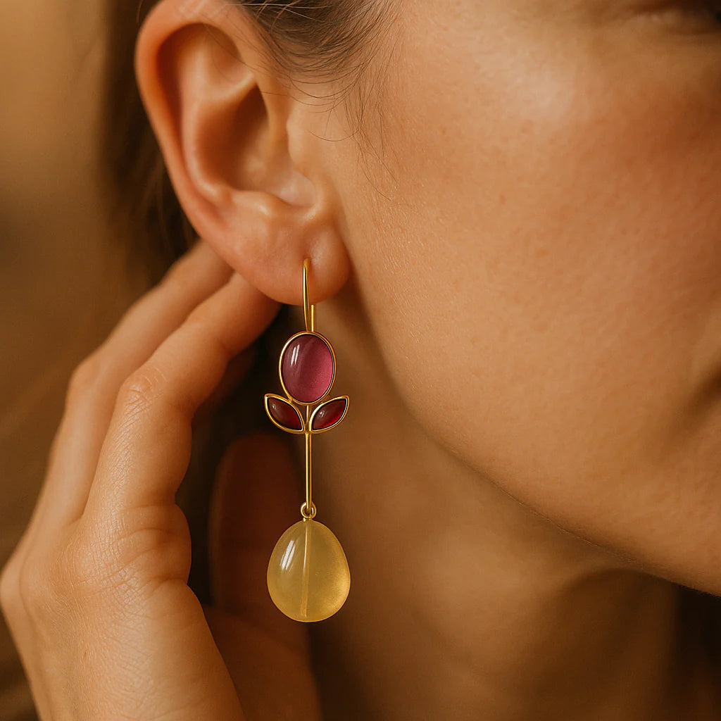 Lella | Pendientes colgantes rojos y amarillos