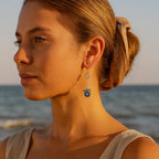 Cilo | Pendientes colgantes azul y dorado