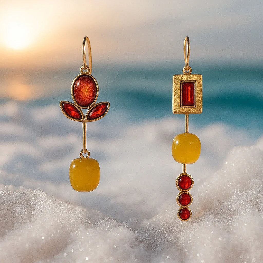 Lella | Pendientes colgantes rojos y amarillos