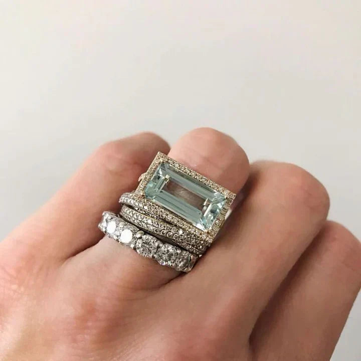 Diana | Conjunto de anillos con piedra turquesa