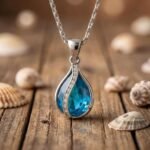 Goccia di Luce – Necklace Blue zircon & silver-tone